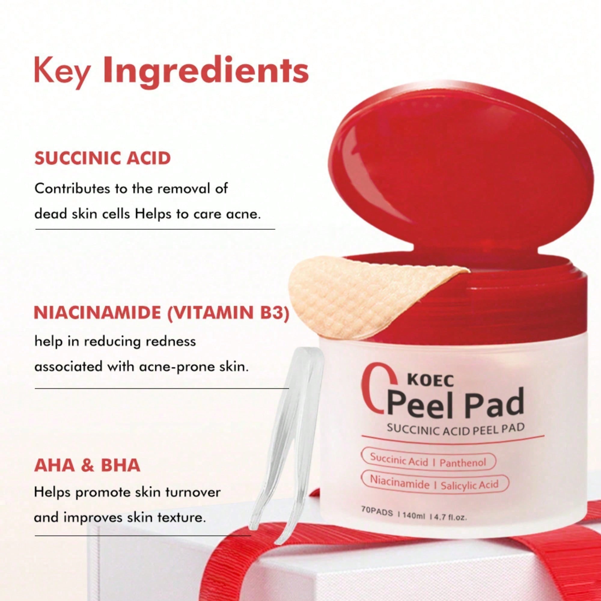 Toner Pads Red Succinic Acid P - Skincare Non Comedogenic recensione e prezzo